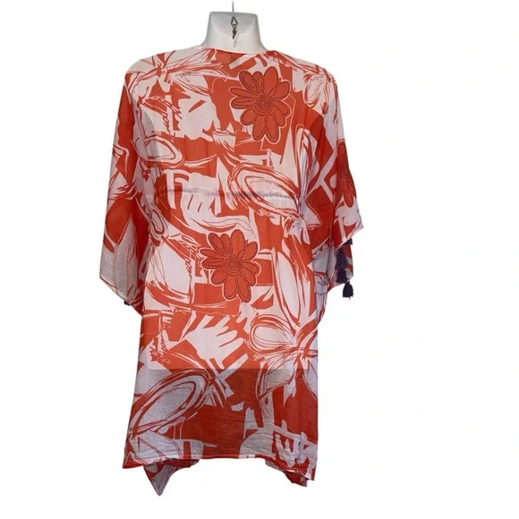 Beach By Exist Red and White Swim Coverup - Picture 2 of 5